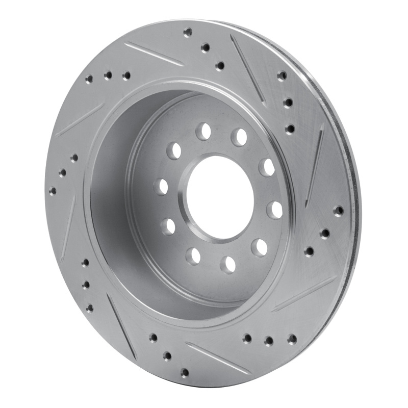 Lincoln Town Car Brake Rotor (1) - Rear Left - R1 Concepts - Drilled & Slotted - Silver - `03-`11